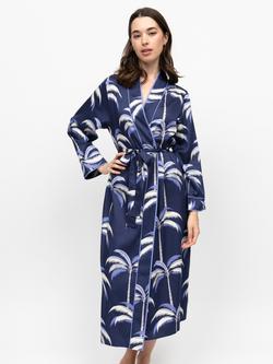 Fable & Eve Chancery Palm Print Dressing Gown, Navy, Navy