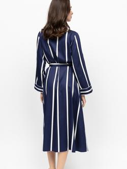 Fable & Eve Chancery Stripe Dressing Gown, Navy/White - view 2, Navy/White