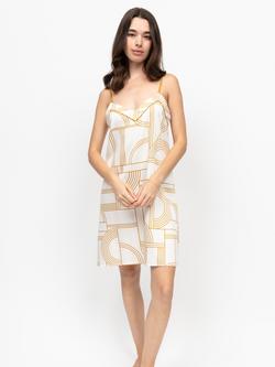 Fable & Eve Victoria Geometric Strappy Nightdress, Cream/Yellow - view 2, Cream/Yellow