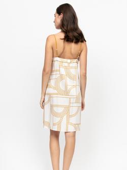 Fable & Eve Victoria Geometric Strappy Nightdress, Cream/Yellow, Cream/Yellow