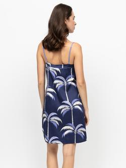 Fable & Eve Chancery Palm Print Nightdress, Navy - view 2, Navy