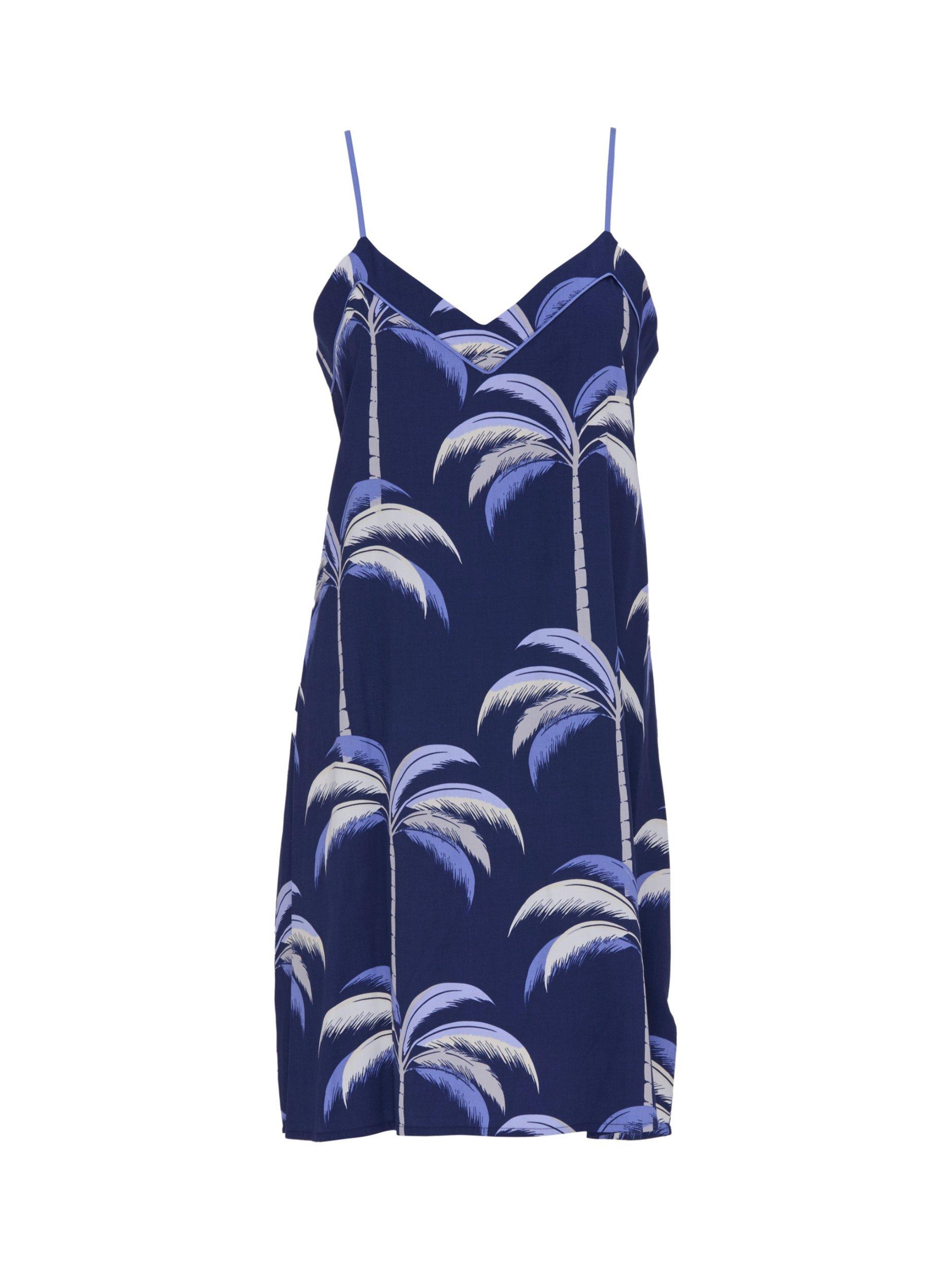 Product image 4 of 4, which shows Fable & Eve Chancery Palm Print Nightdress, Navy, 8
