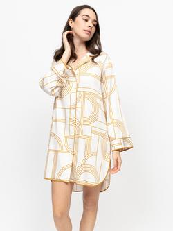 Fable & Eve Victoria Geometric Nightshirt, Cream/Yellow, Cream/Yellow