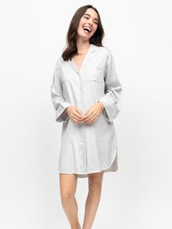 Fable & Eve Victoria Long Sleeve Nightshirt, Silver Grey, Silver Grey