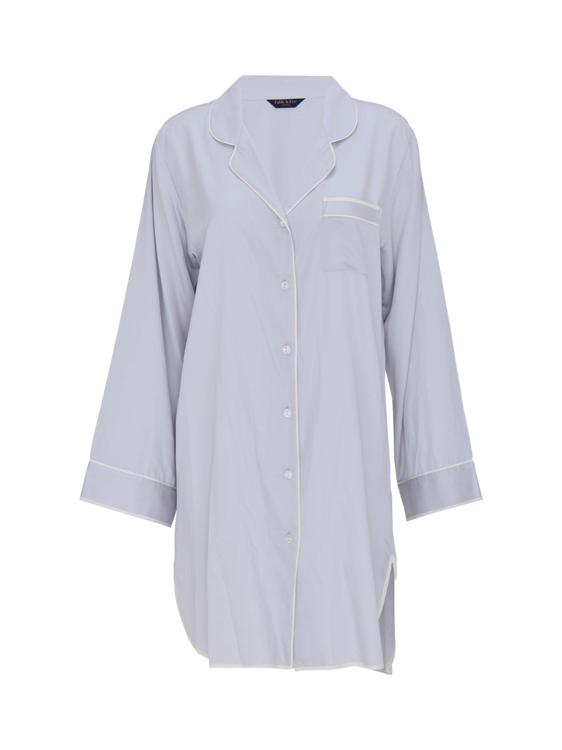 Product image 4 of 4, which shows Fable & Eve Victoria Long Sleeve Nightshirt, Silver Grey, 8