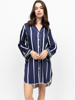 Fable & Eve Chancery Stripe Nightshirt, Navy/White, Navy/White