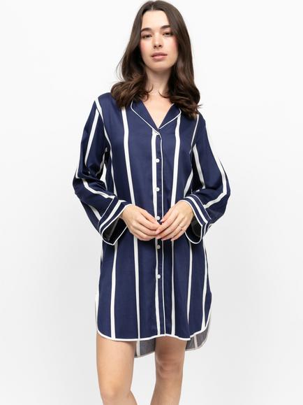 Fable & Eve Chancery Stripe Nightshirt, Navy/White, Navy/White