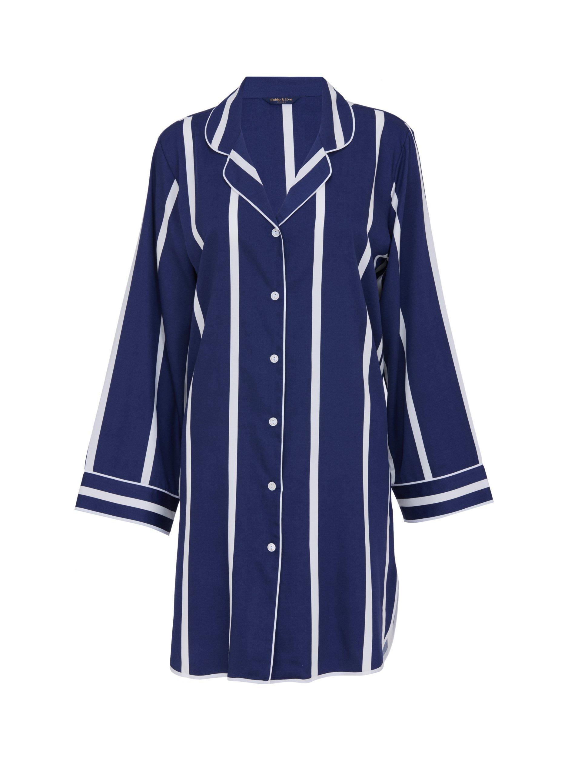 Product image 4 of 4, which shows Fable & Eve Chancery Stripe Nightshirt, Navy/White, 8