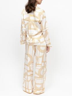 Fable & Eve Victoria Geometric Button Through Long Pyjama Set, Victoria Cream - view 2, Victoria Cream