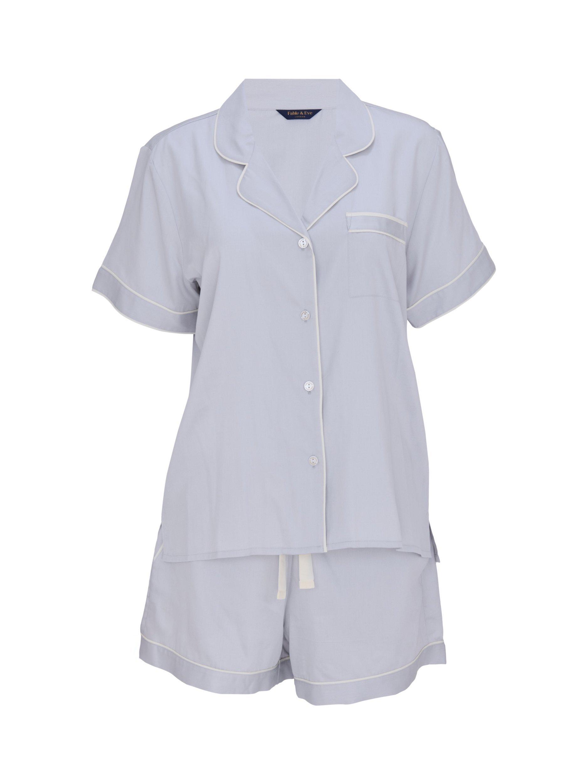 Product image 4 of 4, which shows Fable & Eve Victoria Button Through Short Pyjama Set, Victoria Silver Grey, 8