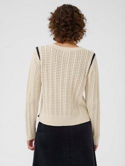 Part Two Selenia Cotton Long Sleeved Jumper, Whitecap Grey/Dark Navy - view 2, Whitecap Grey/Dark Navy