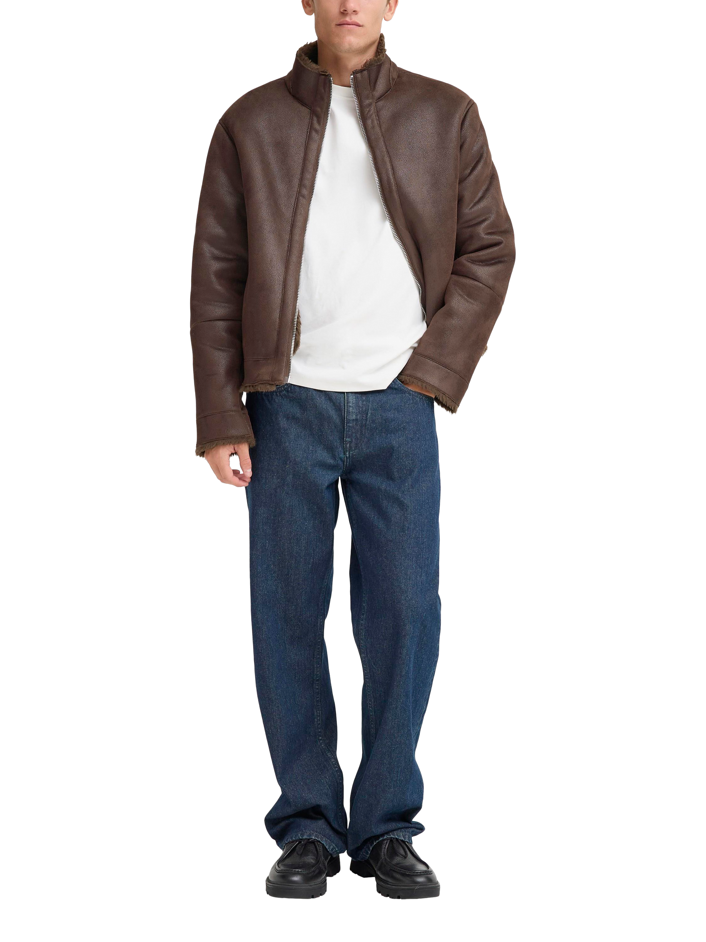 Product image 3 of 7, which shows Casual Friday Macksen Fur Lined Flying Jacket, Demitasse, XL