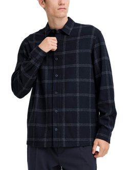 Casual Friday Martis Wool Blend Checked Overshirt, Dark Navy, Dark Navy