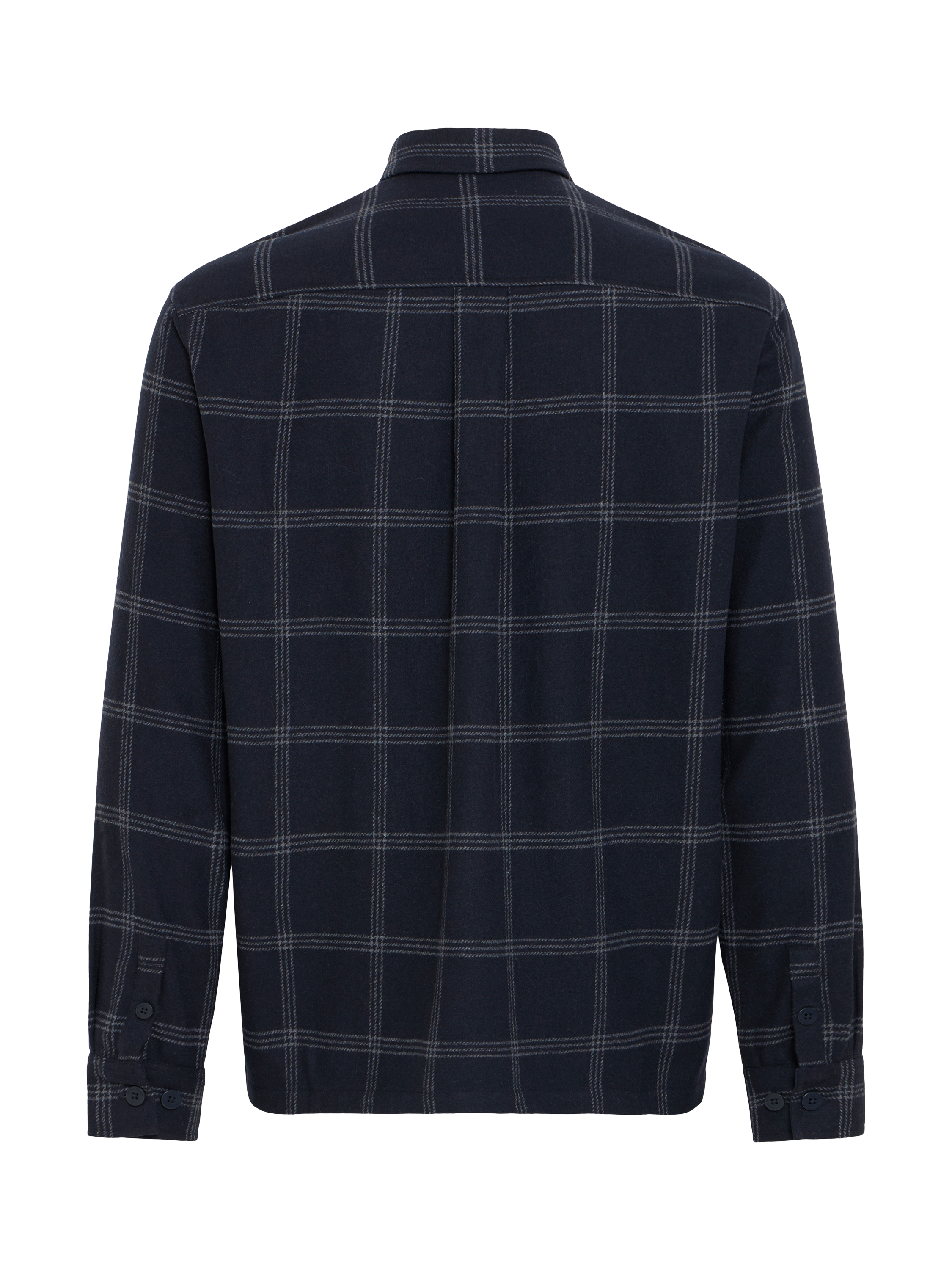 Product image 6 of 7, which shows Casual Friday Martis Wool Blend Checked Overshirt, Dark Navy, S