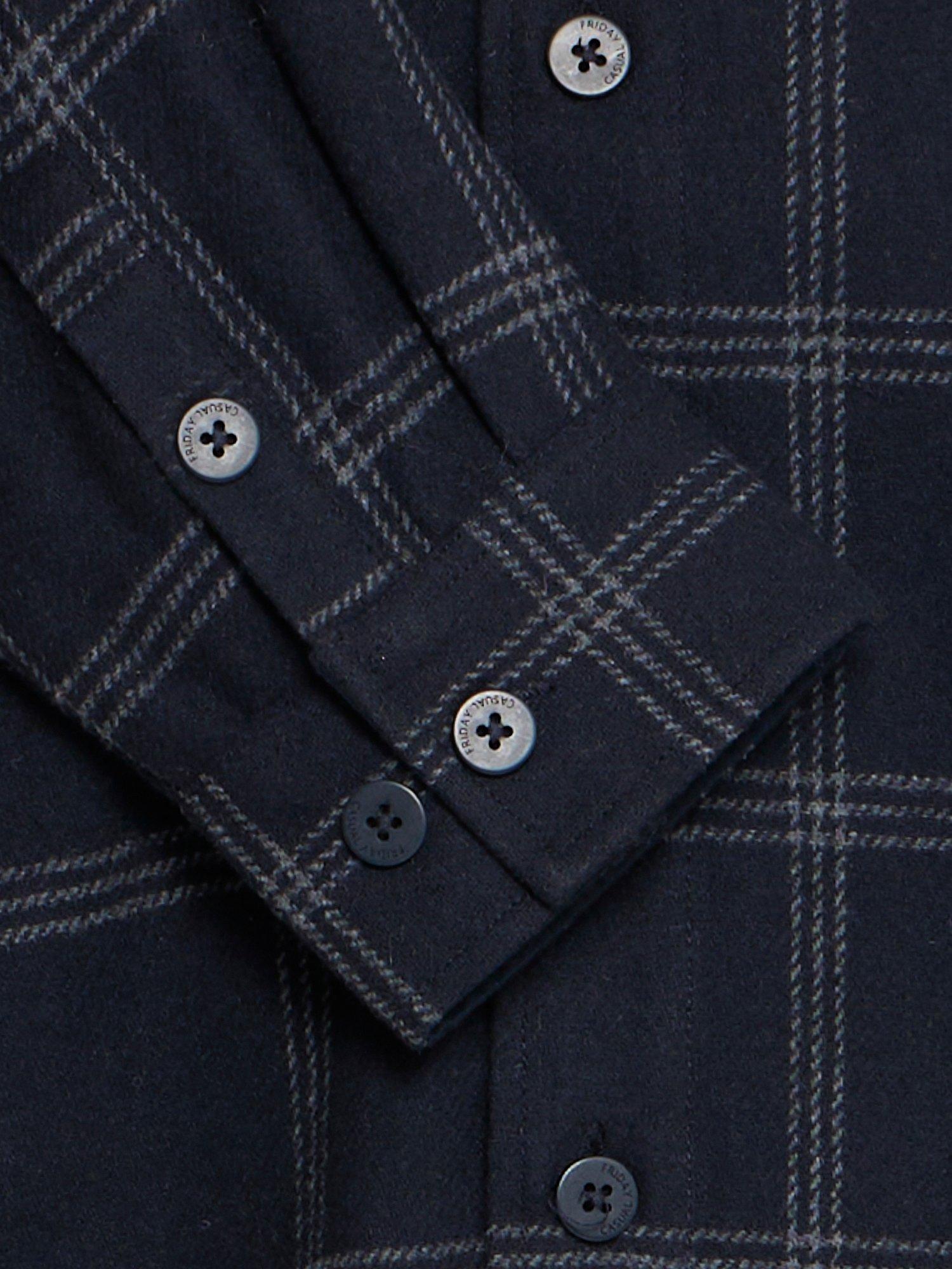 Product image 7 of 7, which shows Casual Friday Martis Wool Blend Checked Overshirt, Dark Navy, S