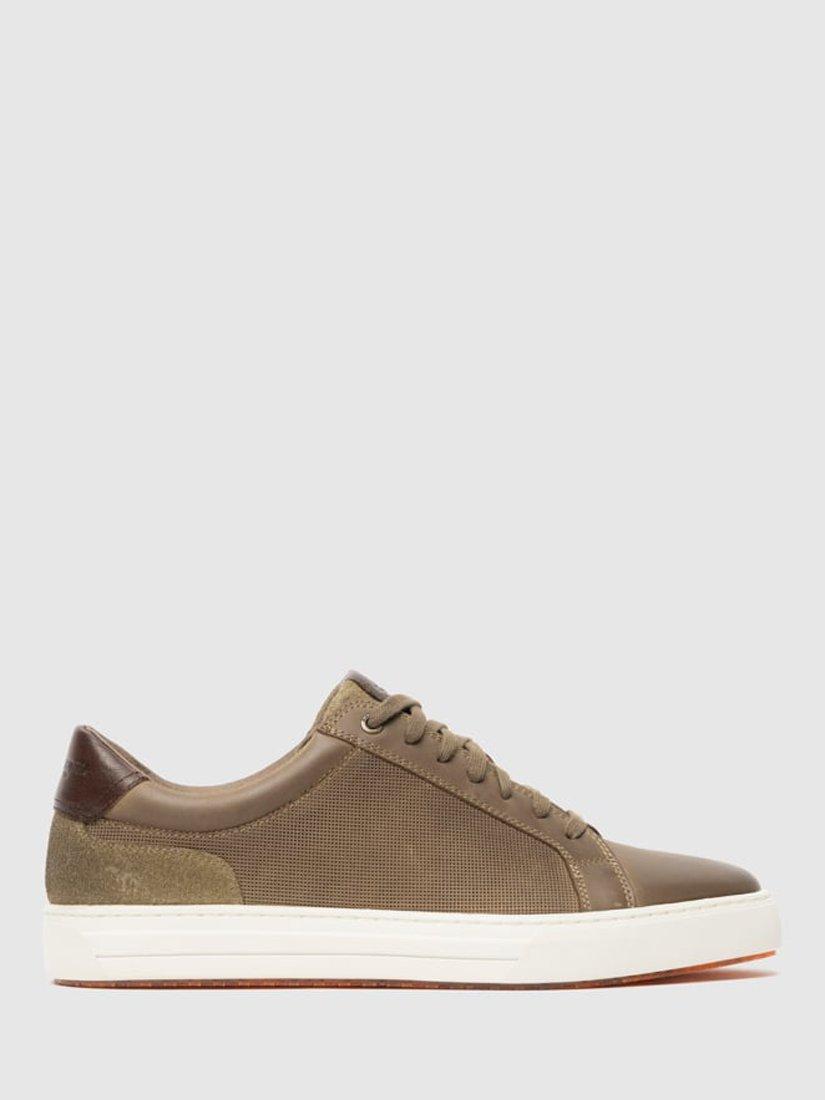 Product image 1 of 10, which shows Rodd & Gunn Transit Leather Lace Up Trainers, Sandstone, 6