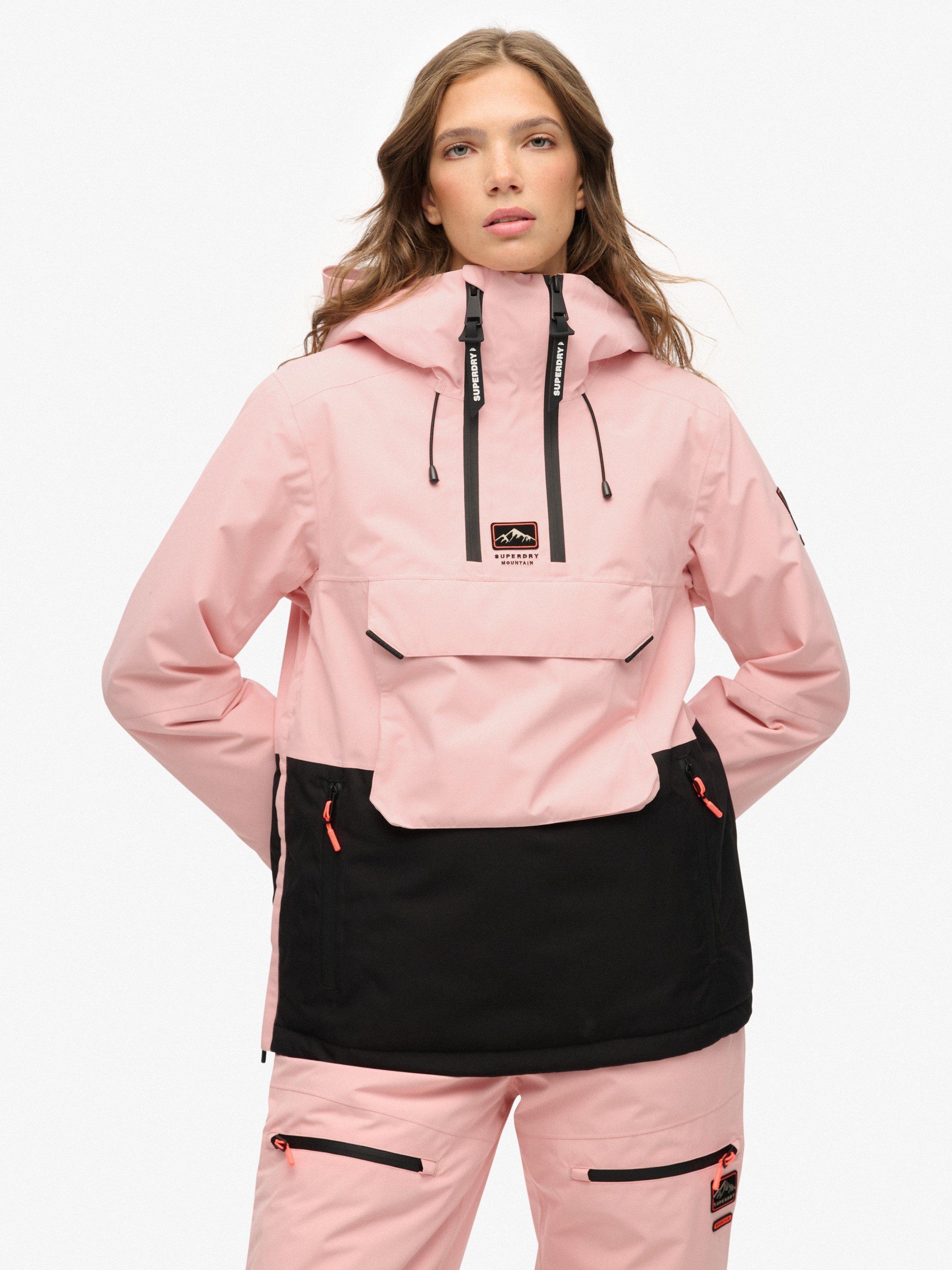 Product image 1 of 5, which shows Superdry Water Resistant Breathable Hooded Ski Jacket, Dull Pink, 12