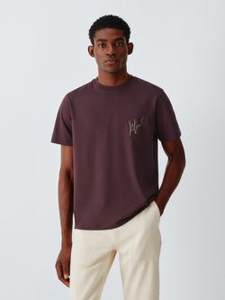 Kin Embroidered Coordinates Cotton T-Shirt, Fudge, Fudge