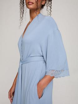 Pretty You London Bamboo Lace Kimono Robe - view 2, Blue Mist