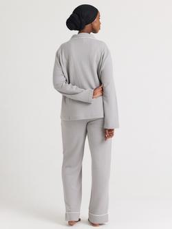 Pretty You London Luxury Suite Waffle Button Through Long Pyjama Set - view 2, Grey
