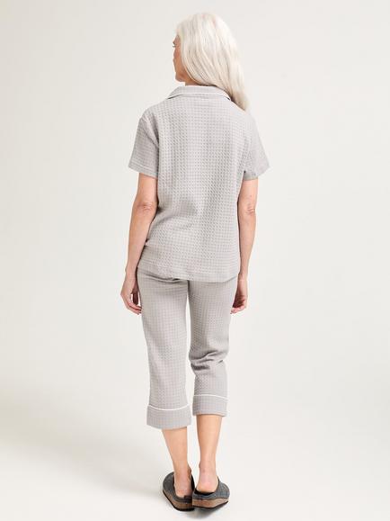 Pretty You London Luxury Suite Waffle Short Shirt Trouser Set - view 2, Grey