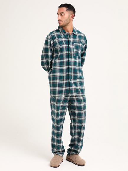 Pretty You London Mister You Plaid Pyjamas, Green/Multi