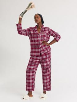 Pretty You London Plaid Button Through Pyjama Set, Red/Multi