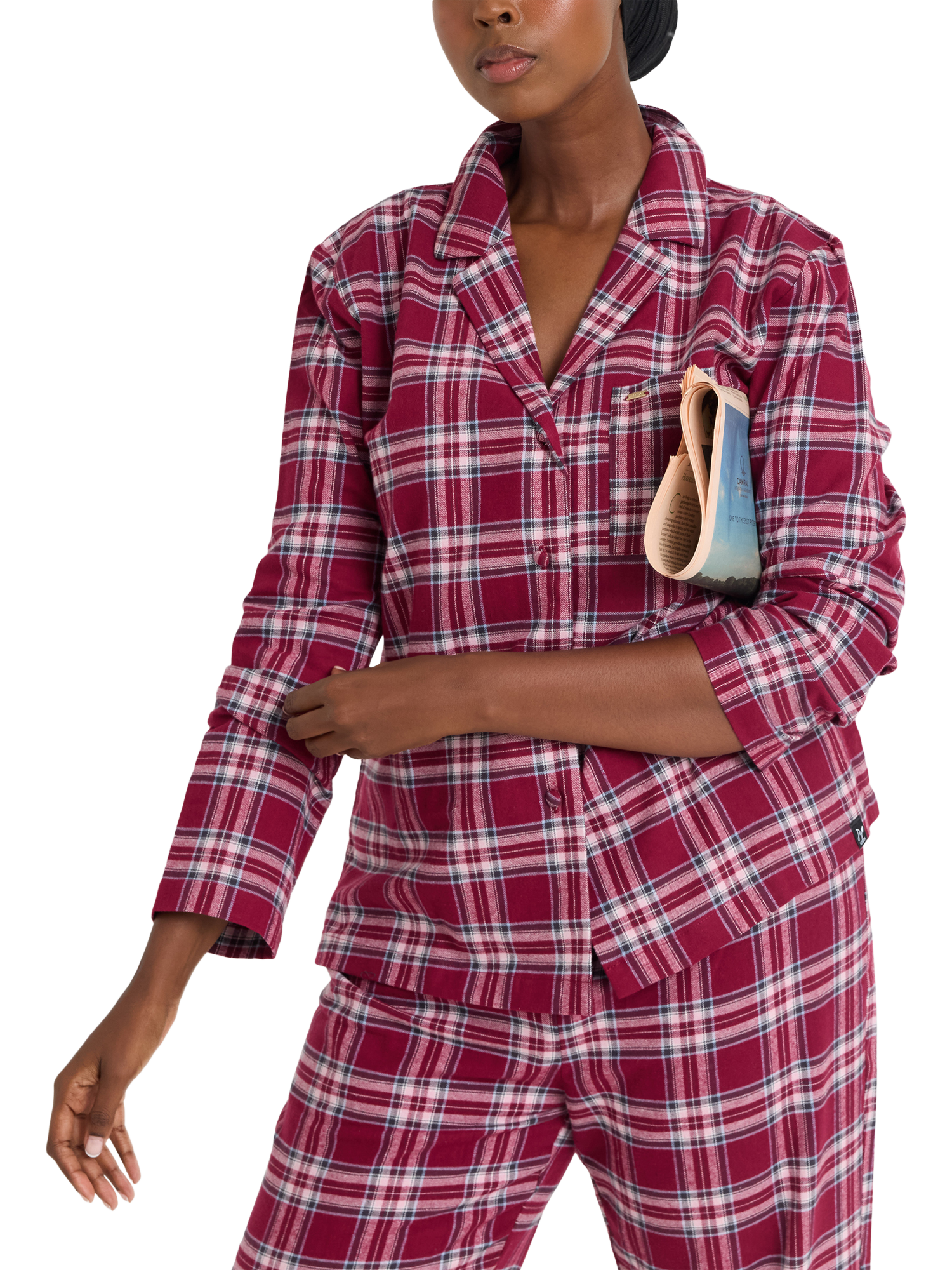 Product image 2 of 8, which shows Pretty You London Plaid Button Through Pyjama Set, Red/Multi, 8-10