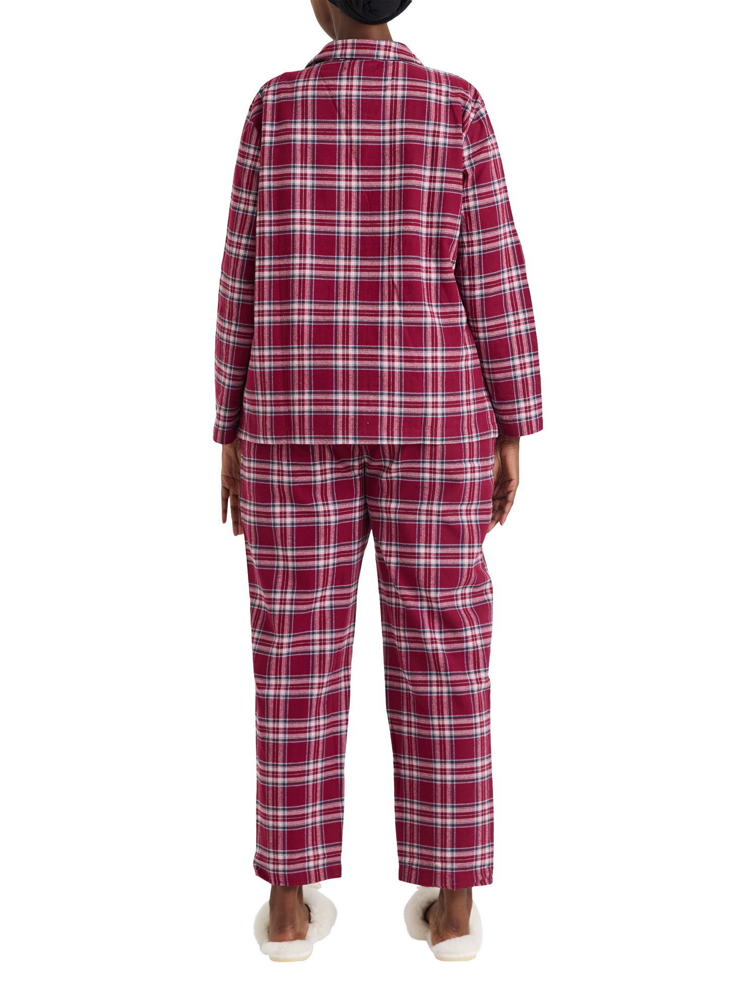 Product image 3 of 8, which shows Pretty You London Plaid Button Through Pyjama Set, Red/Multi, 8-10