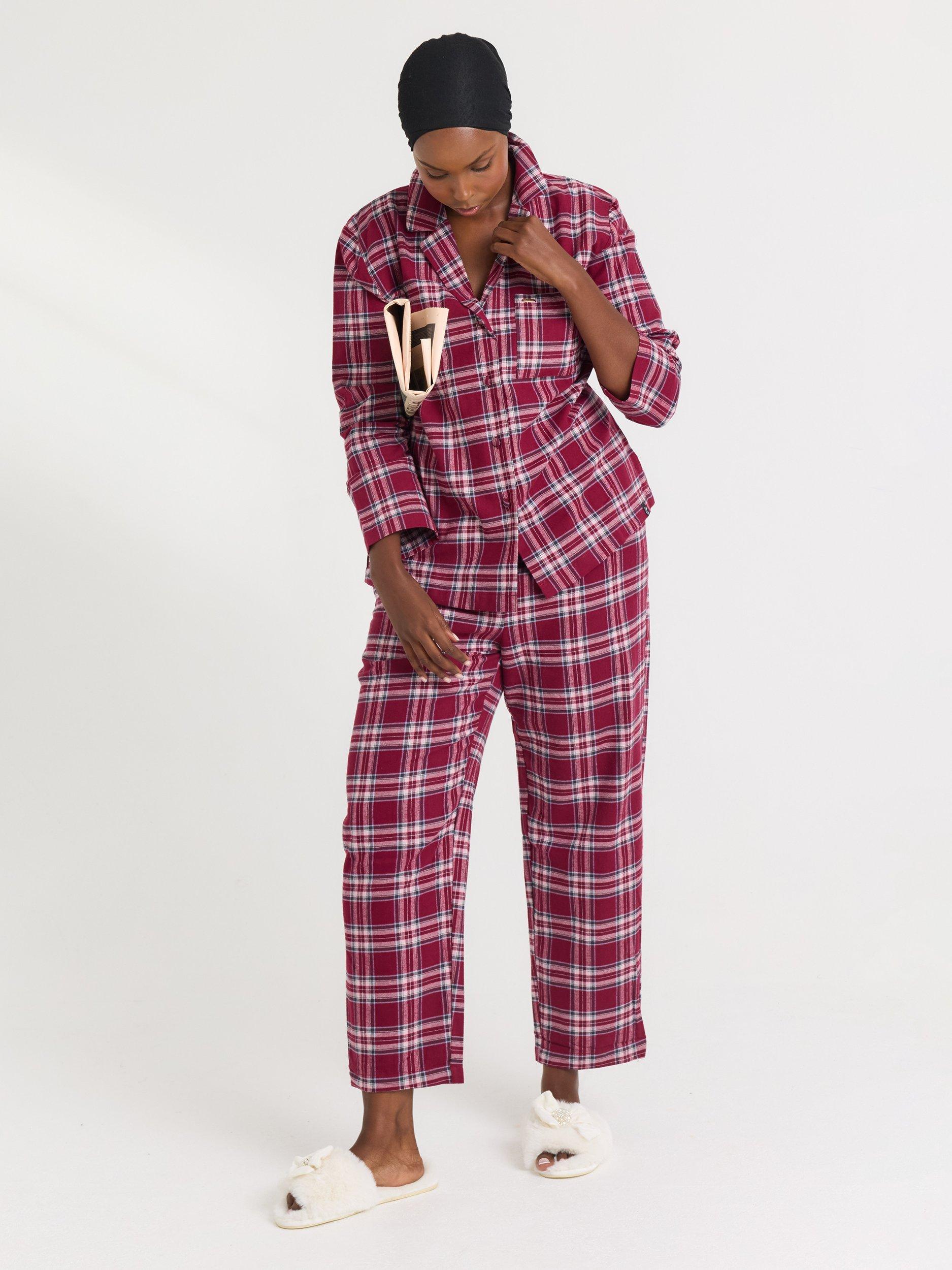 Product image 7 of 8, which shows Pretty You London Plaid Button Through Pyjama Set, Red/Multi, 8-10