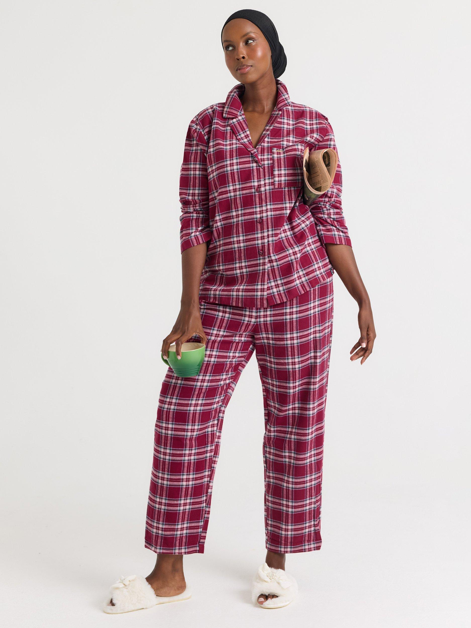 Product image 8 of 8, which shows Pretty You London Plaid Button Through Pyjama Set, Red/Multi, 8-10