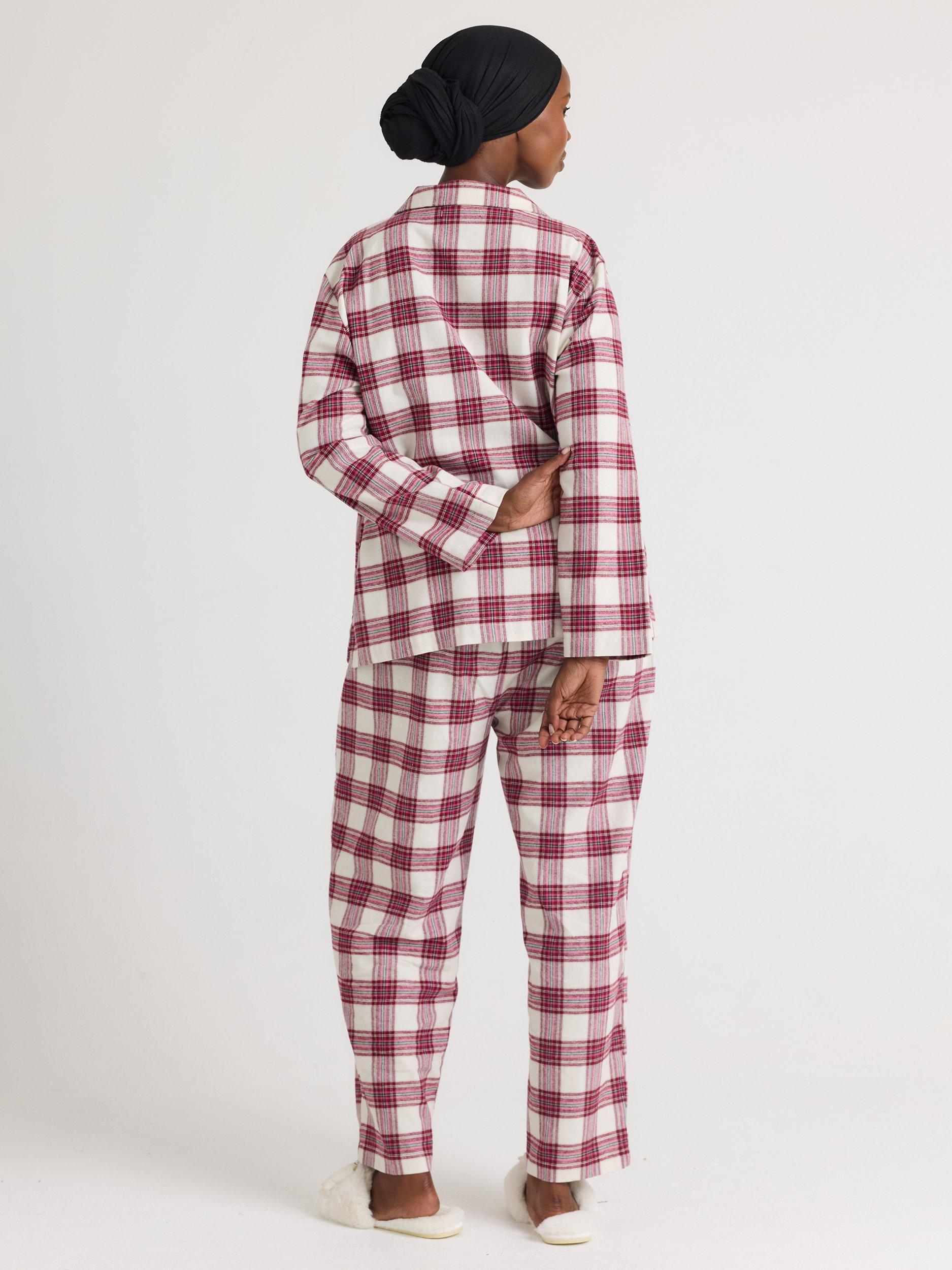Product image 3 of 7, which shows Pretty You London Plaid Button Through Pyjama Set, Stone, 8-10
