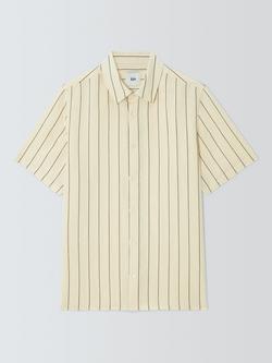 Kin Short Sleeve Striped Cotton Shirt, Brown, Brown