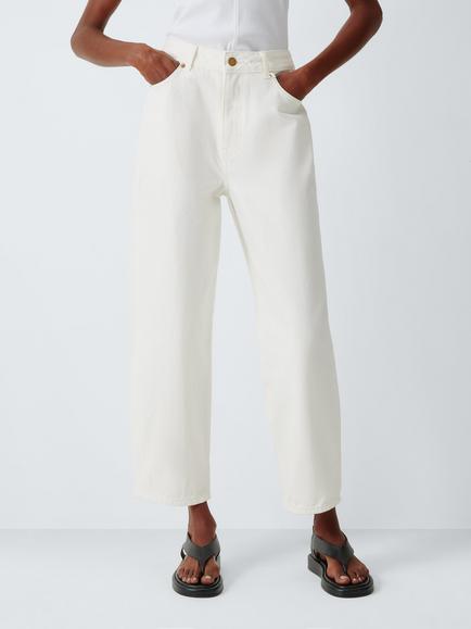 AND/OR Mid Rise Barrel Leg Jeans, Ecru