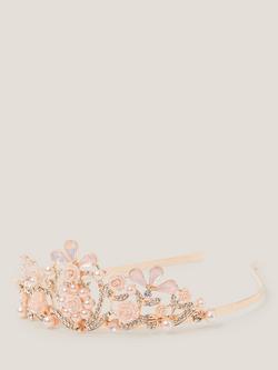 Monsoon Kids' Sophia Pearl Tiara, Rose Gold - view 2, Rose Gold