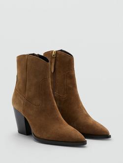Mango Pacifico Block Heel Ankle Boots, Brown - view 2, Brown