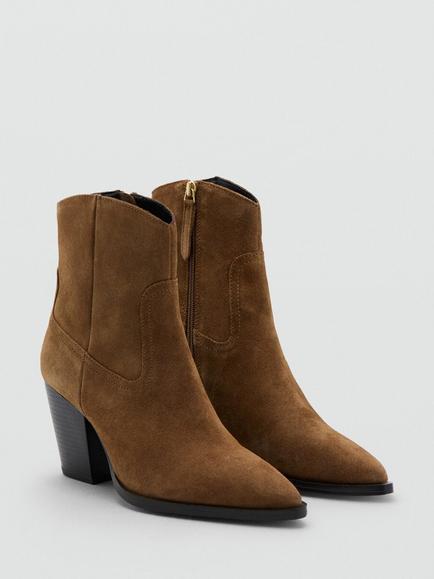 Mango Pacifico Block Heel Ankle Boots, Brown - view 2, Brown