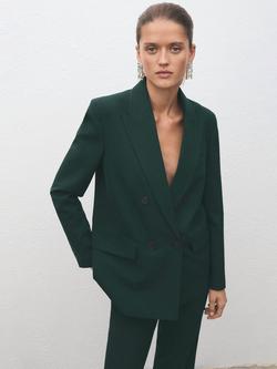 Mango Americana Irese Double Breasted Blazer, Green, Green