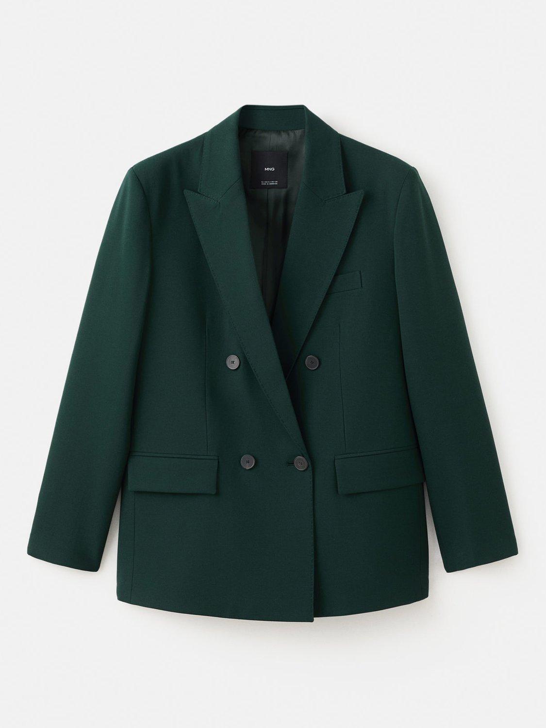 Product image 3 of 8, which shows Mango Americana Irese Double Breasted Blazer, Green, XS