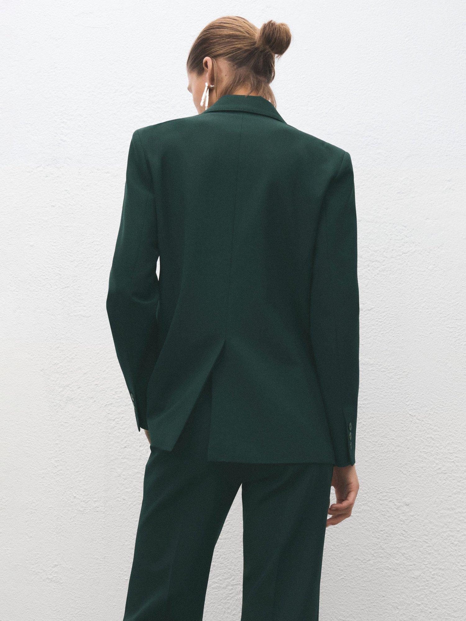 Product image 4 of 8, which shows Mango Americana Irese Double Breasted Blazer, Green, XS