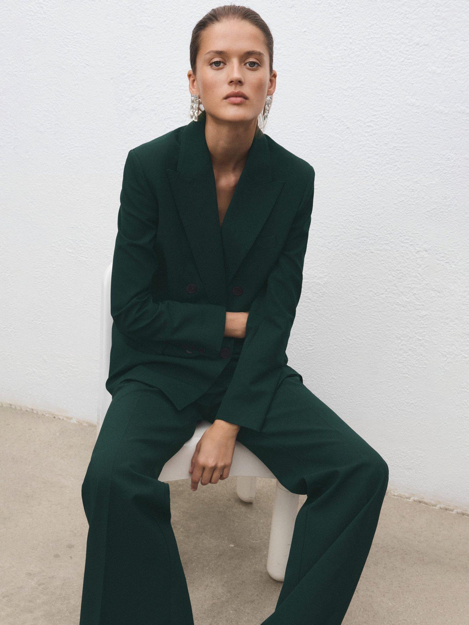 Product image 7 of 8, which shows Mango Americana Irese Double Breasted Blazer, Green, XS