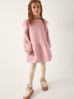 Monsoon Kids' Heart Embellished Sweatshirt Dress, Pink, Pink
