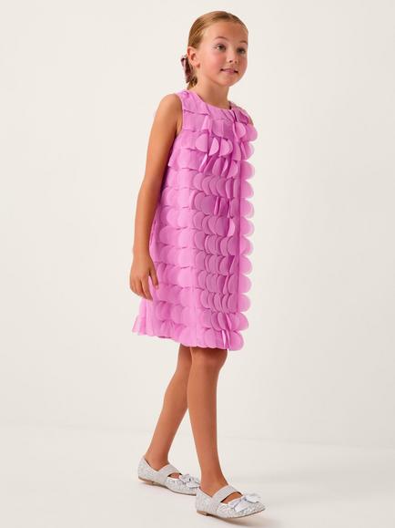 Monsoon Kids' Jazzy Scallop Frill Shift Dress, Magenta, Magenta