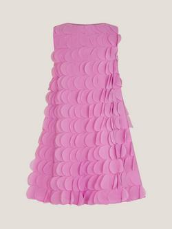 Monsoon Kids' Jazzy Scallop Frill Shift Dress, Magenta - view 2, Magenta