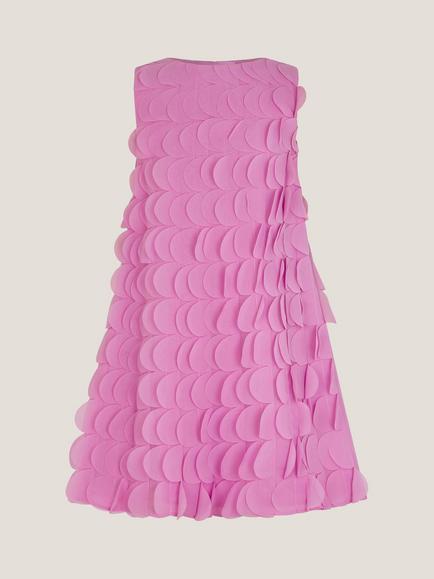 Monsoon Kids' Jazzy Scallop Frill Shift Dress, Magenta - view 2, Magenta