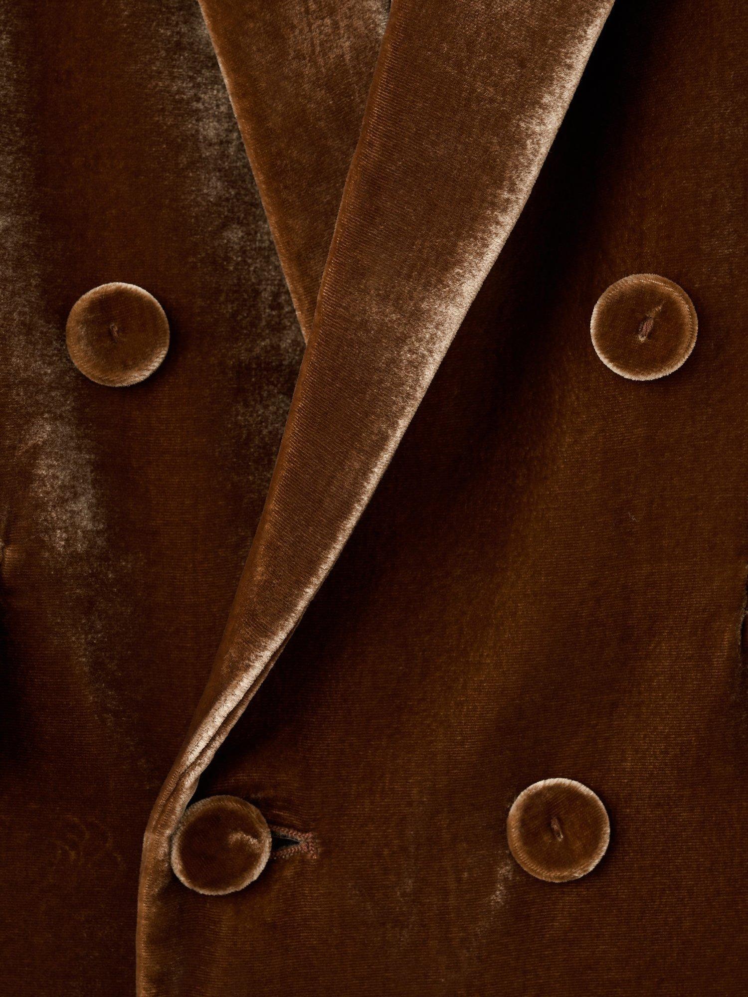 Product image 7 of 7, which shows Mango Americana Velvet Blazer, Dark Brown, L