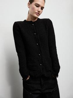 Mango Fringes Cardigan, Black, Black