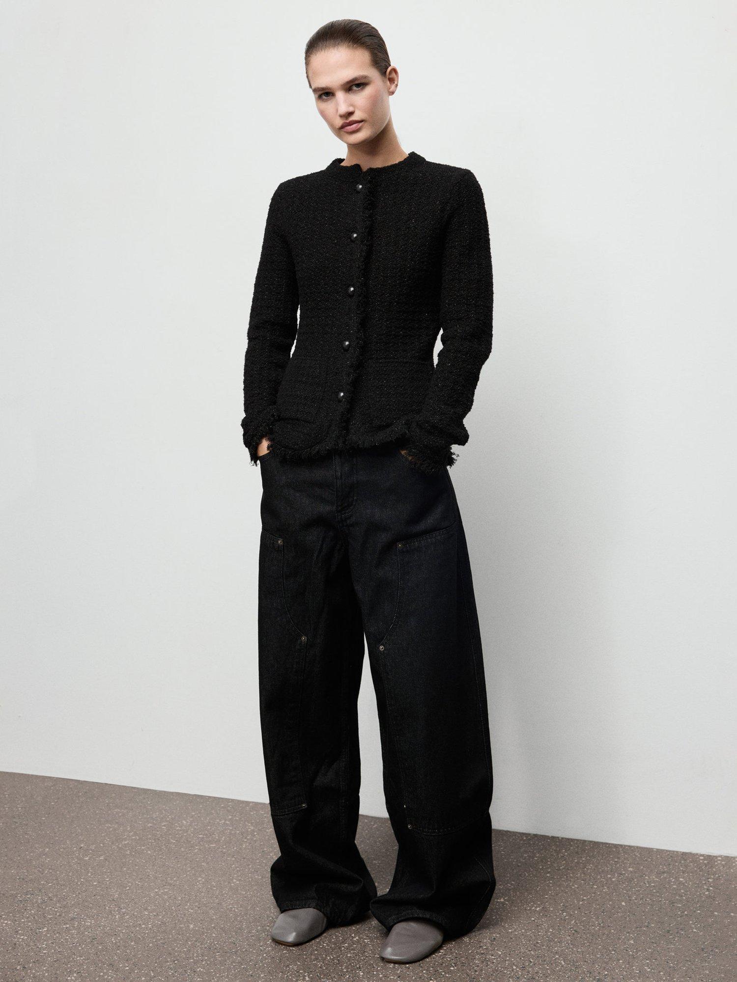 Product image 2 of 8, which shows Mango Fringes Cardigan, Black, S