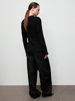 Mango Fringes Cardigan, Black - view 2, Black