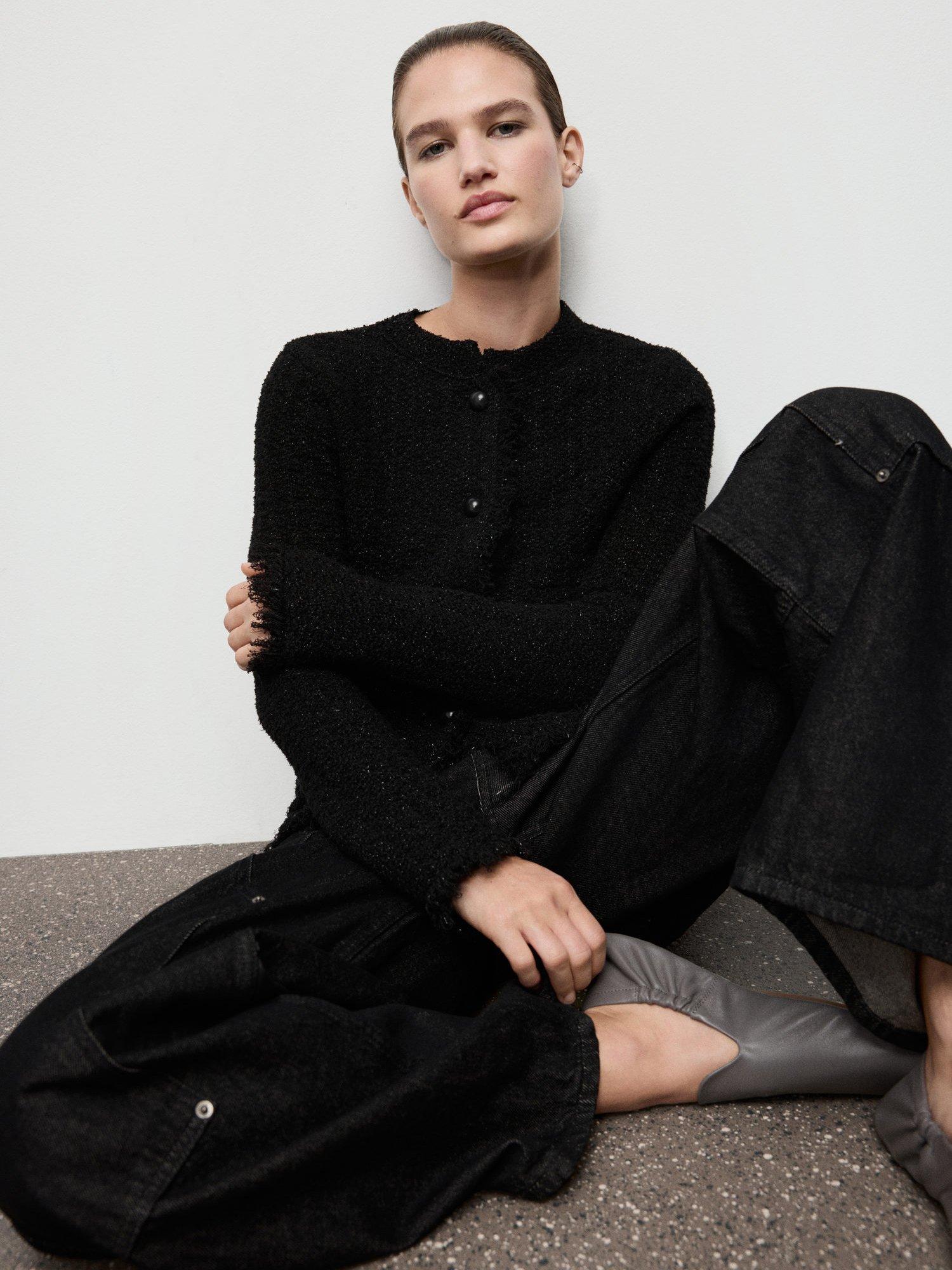 Product image 7 of 8, which shows Mango Fringes Cardigan, Black, S